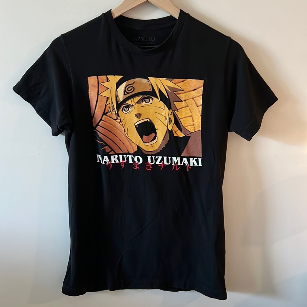 Naruto Uzumaki Yelling Shippuden Manga Black T-Shirt